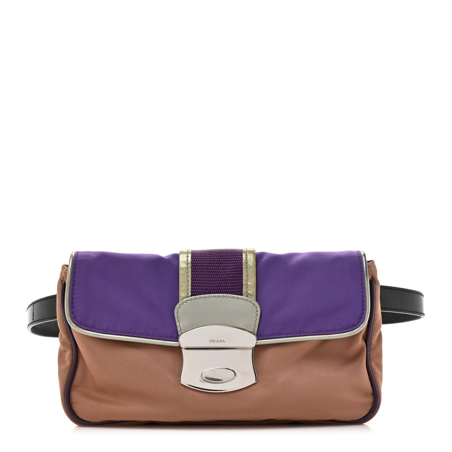 Nylon Vernice Belt Bag Purple Beige Black