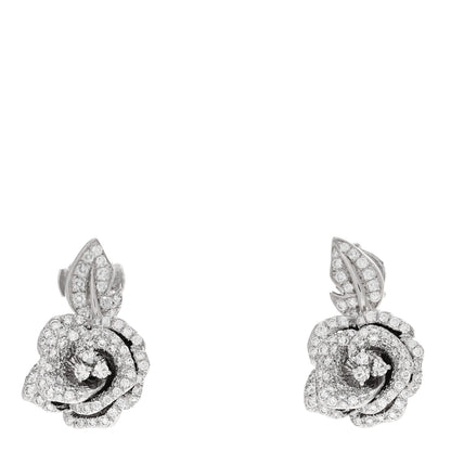 Christian Dior 18K White Gold Diamond Rose Bagatelle Earrings 1 of 4