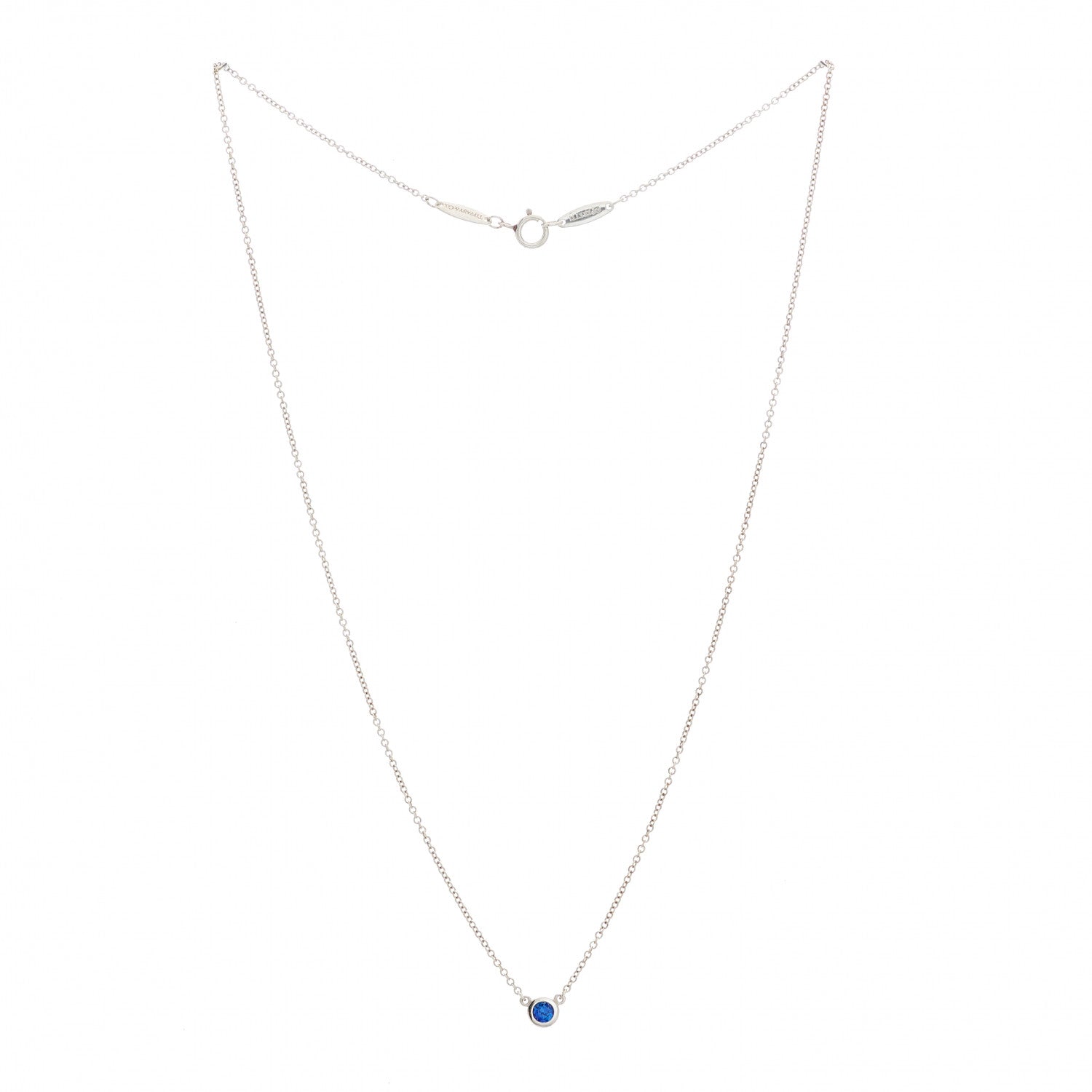 Tiffany Platinum Blue Sapphire .11ct Elsa Peretti Color by the Yard Necklace 2 of 8