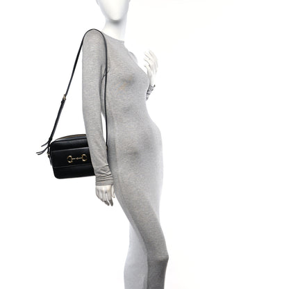 Gucci Textured Calfskin Small Horsebit 1955 Shoulder Bag Black 2 of 11