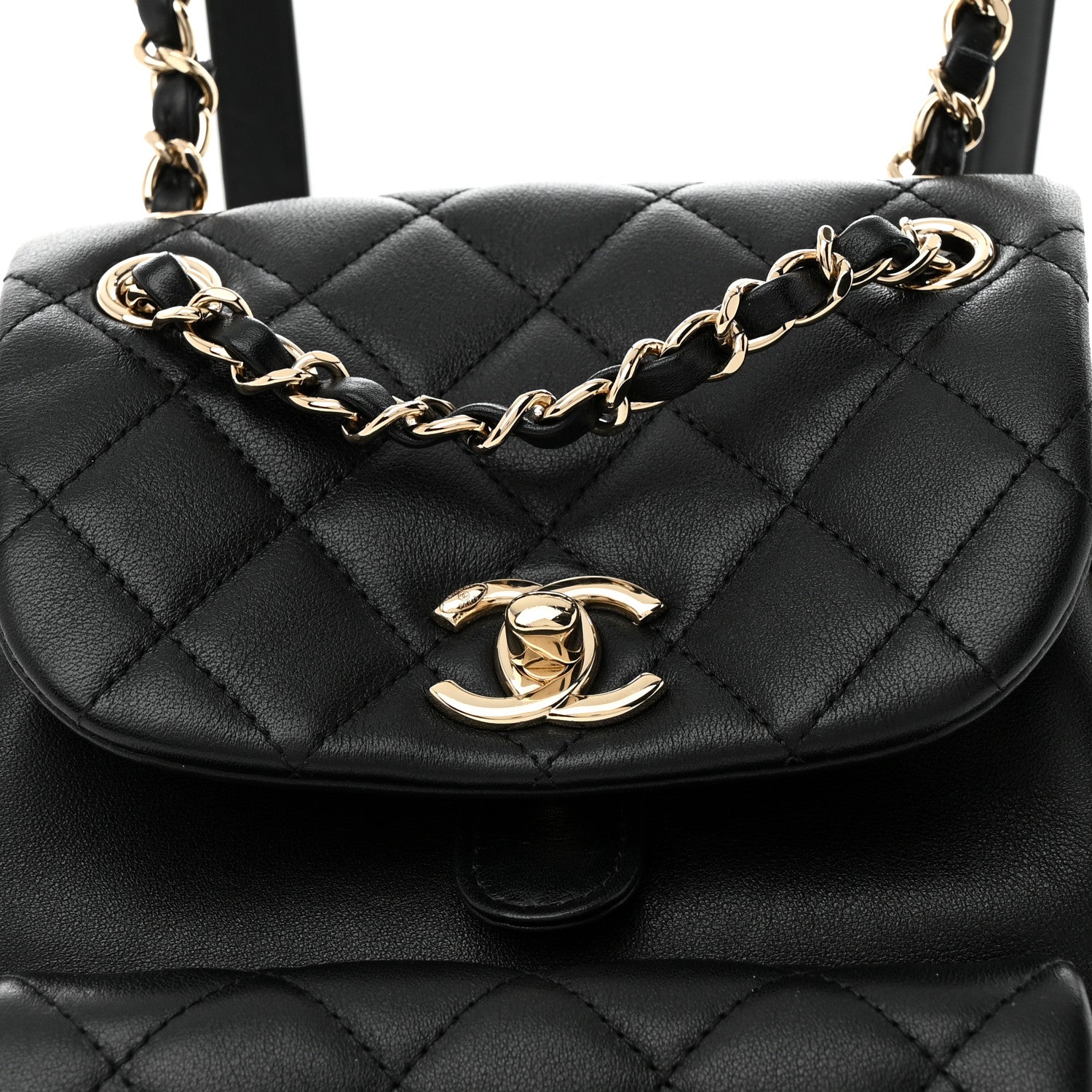 Chanel Lambskin Quilted Small Duma Drawstring Backpack Black 8 of 12