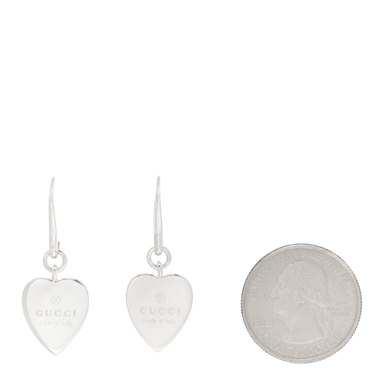 Gucci Sterling Silver Trademark Heart Drop Earrings 2 of 4