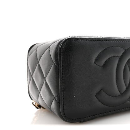Chanel Lambskin Quilted Small Top Handle Vanity Case With Chain Black 9 of 10