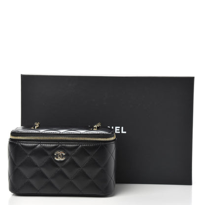 Chanel Lambskin Quilted Small Vanity Case With Chain Black 10 of 10