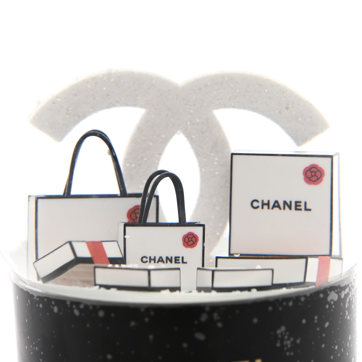 Glass CC Shopping Bag Snow Globe
