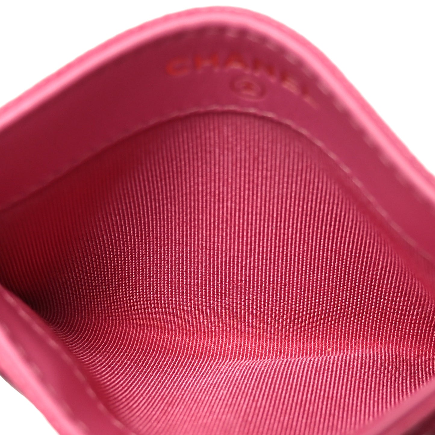 Caviar Quilted Card Holder Dark Pink