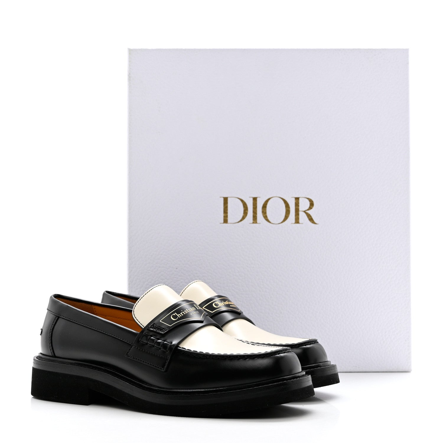 Christian Dior Brushed Calfskin Boy Loafers 35.5 Black White 9 of 9