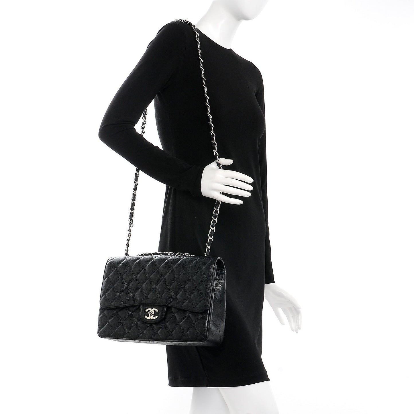 Caviar Quilted Jumbo Single Flap Black