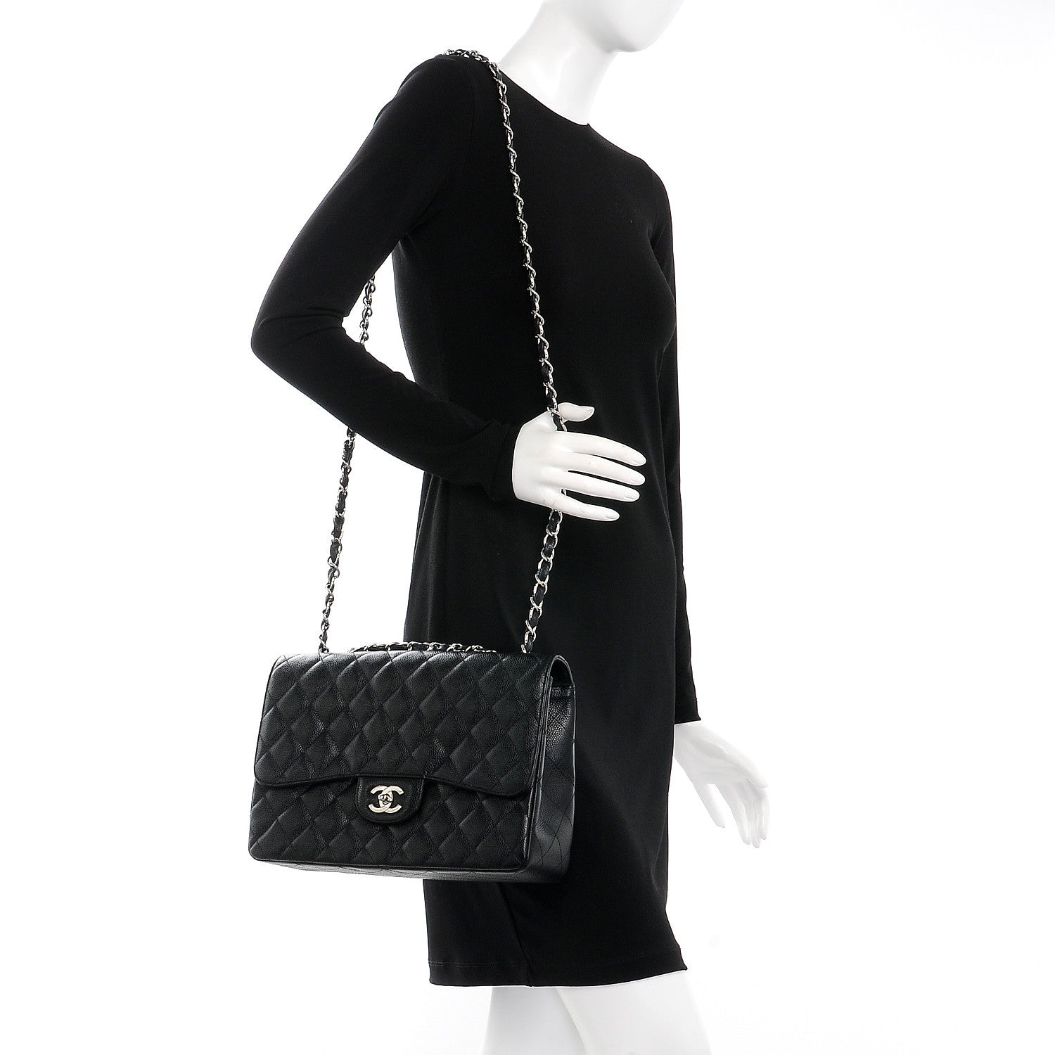 Chanel Caviar Quilted Jumbo Single Flap Black 2 of 9