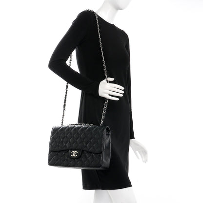 Chanel Caviar Quilted Jumbo Single Flap Black 2 of 9