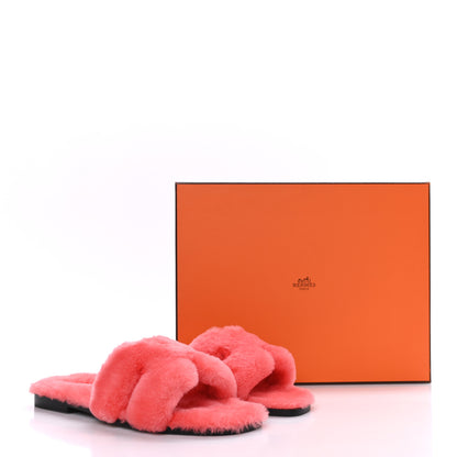 Hermes Woolskin Oran Sandals 37 Rose Du Desert 8 of 8
