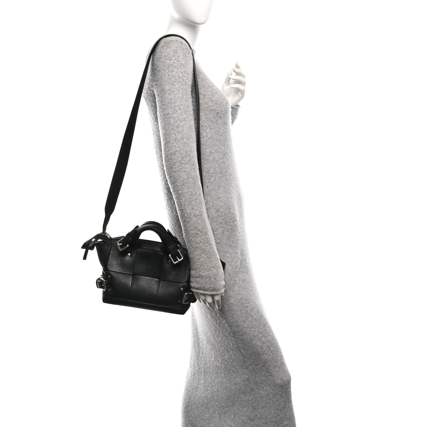 Grained Calfskin Arco Tool Tote Black