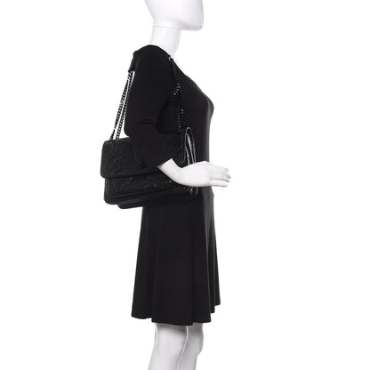 Saint Laurent Crinkled Calfskin Matelasse Monogram Medium Niki Chain Satchel Black 3 of 10