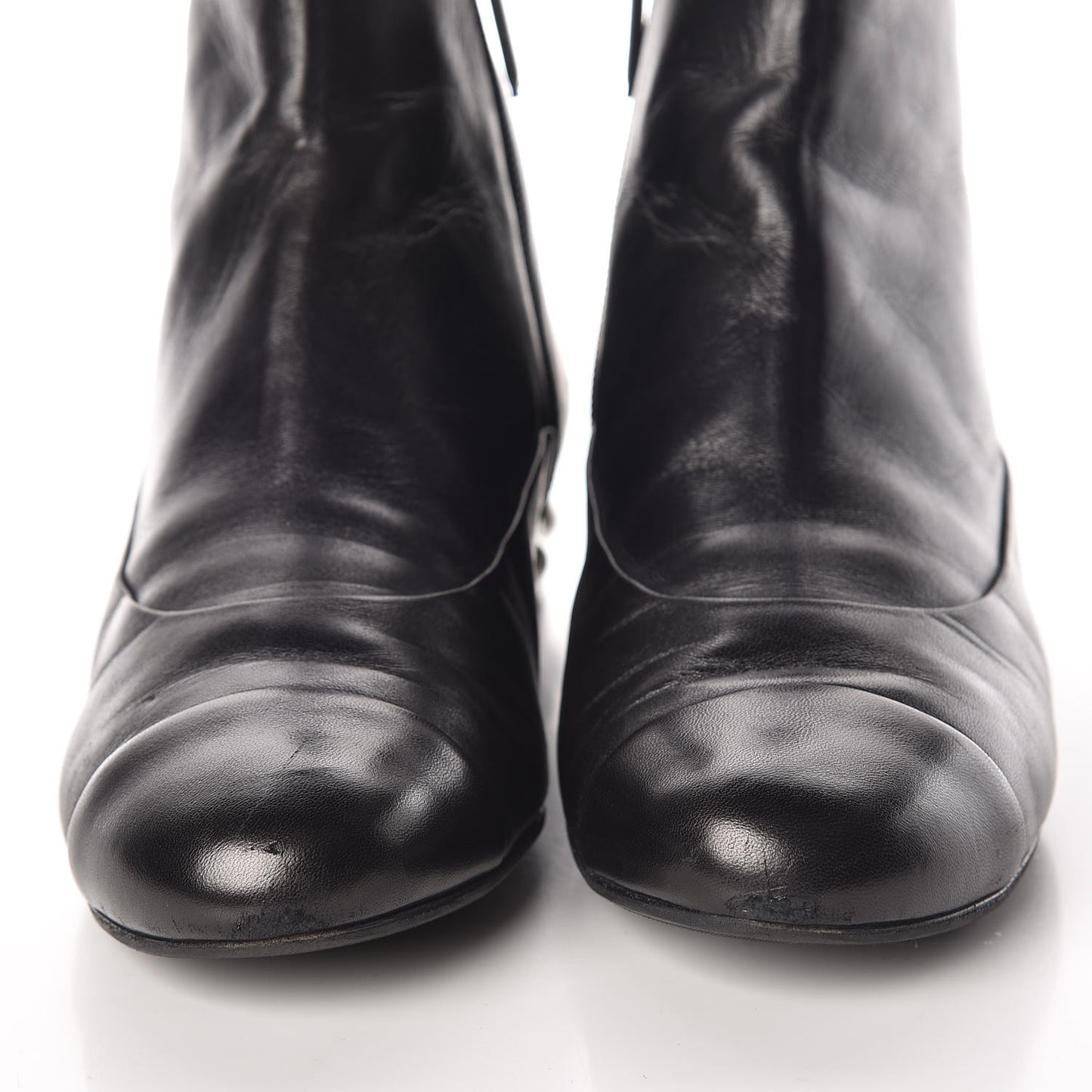 Lambskin Pearl Short Boots 40 Black