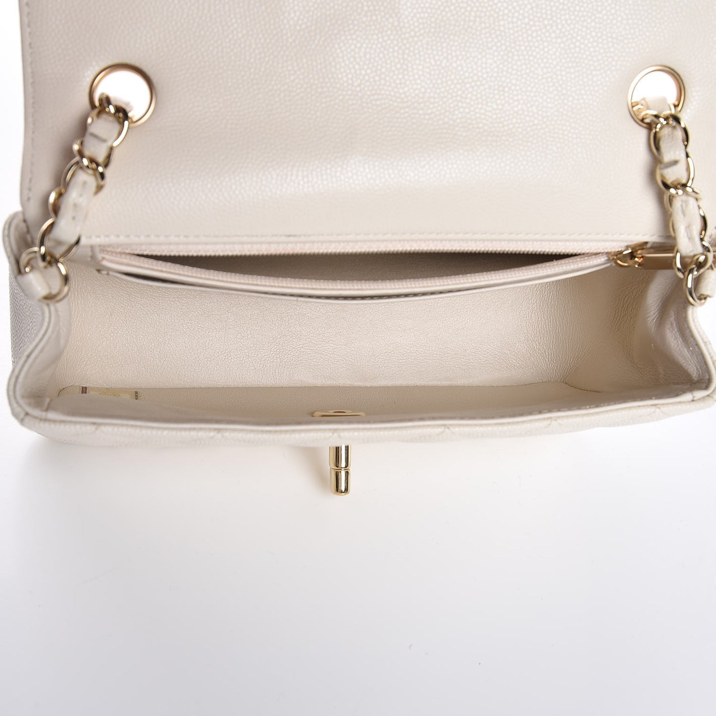 Caviar Quilted Mini Rectangular Flap White