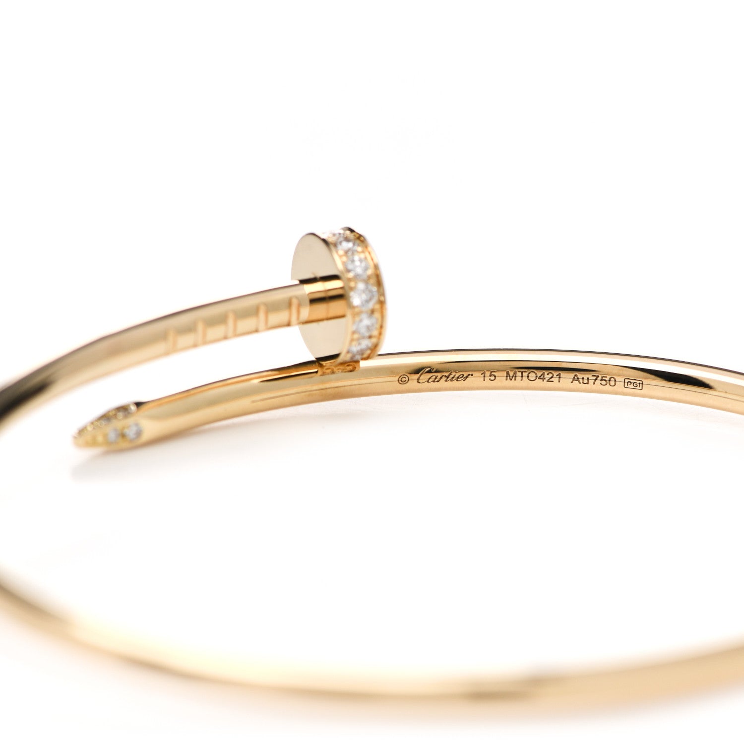 Cartier 18K Yellow Gold Diamond Small Juste Un Clou Bracelet 15 4 of 5