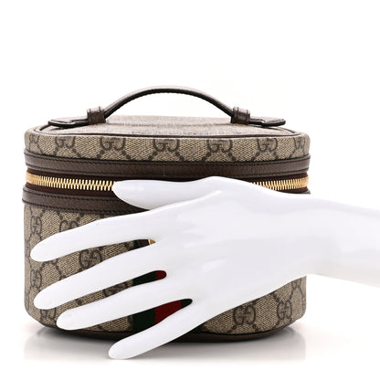 Gucci GG Supreme Monogram Textured Calfskin Web Ophidia Vanity Cosmetic Case Beige Ebony New Acero 2 of 9
