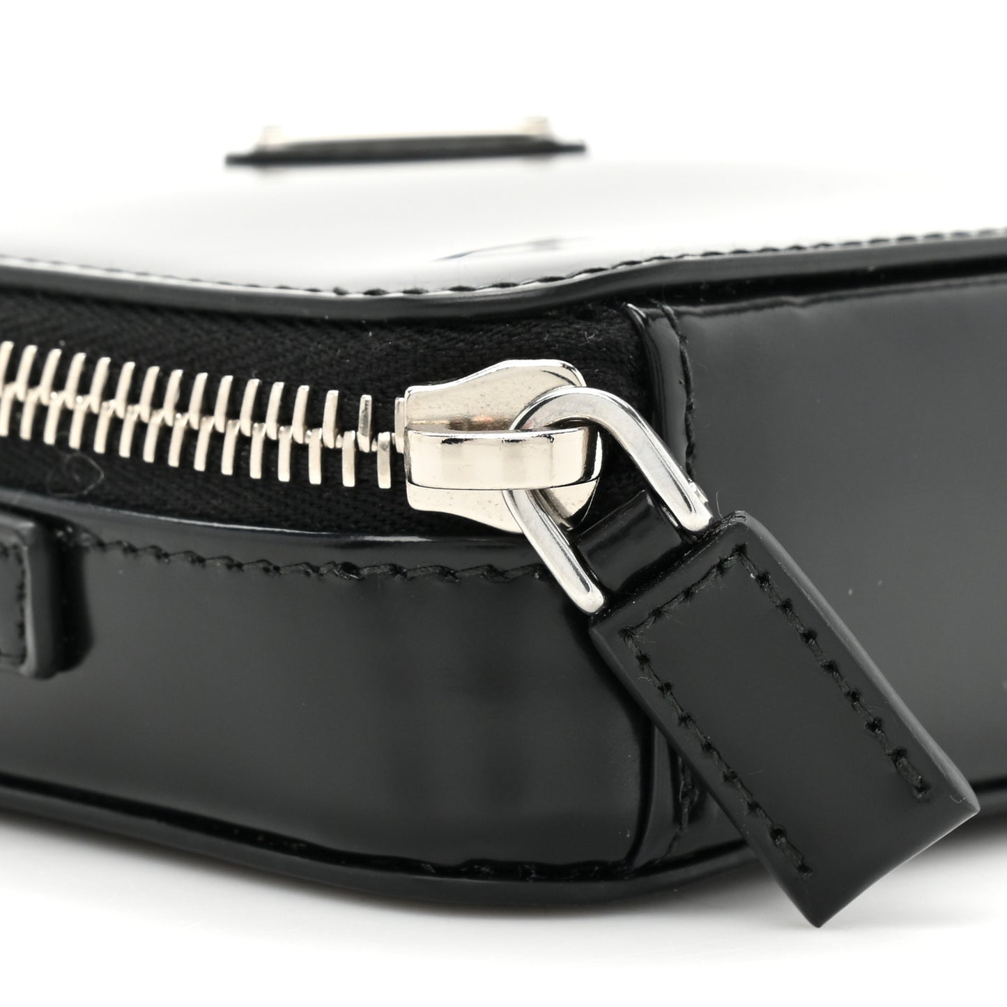 Spazzolato Metal Triangle Logo Mini Pouch Shoulder Bag Black
