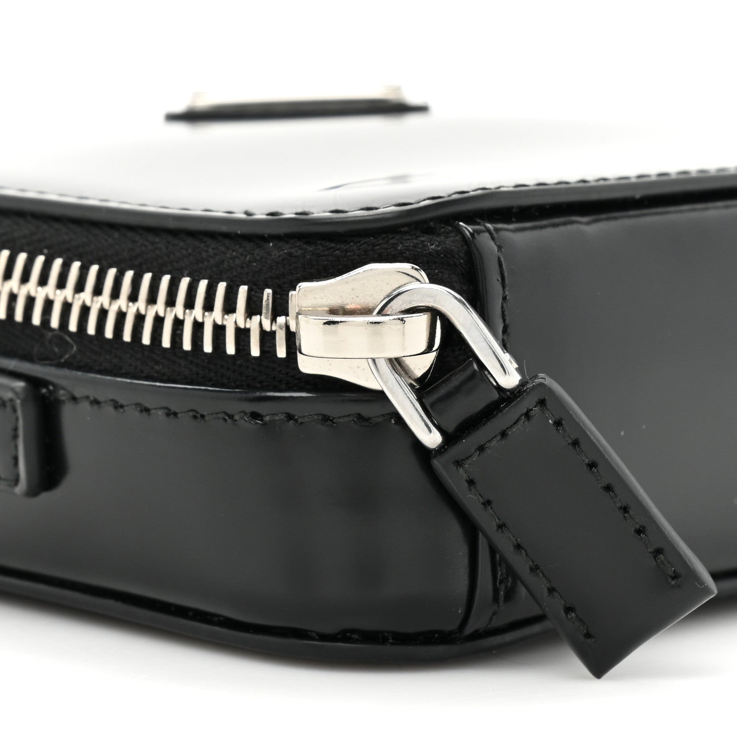 Prada Spazzolato Metal Triangle Logo Mini Pouch Shoulder Bag Black 8 of 8