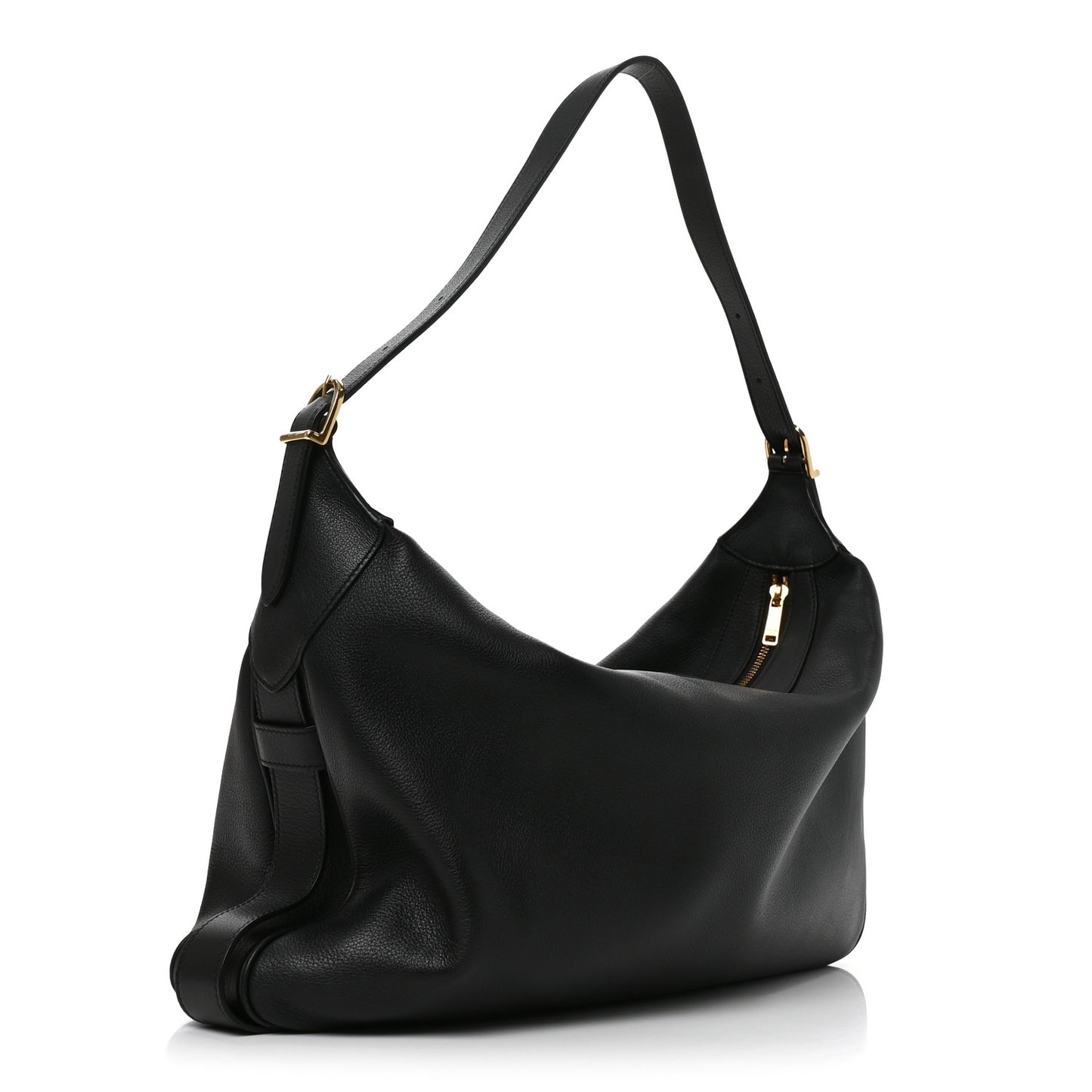 Supple Calfskin Large Romy Shoulder Bag Black Black