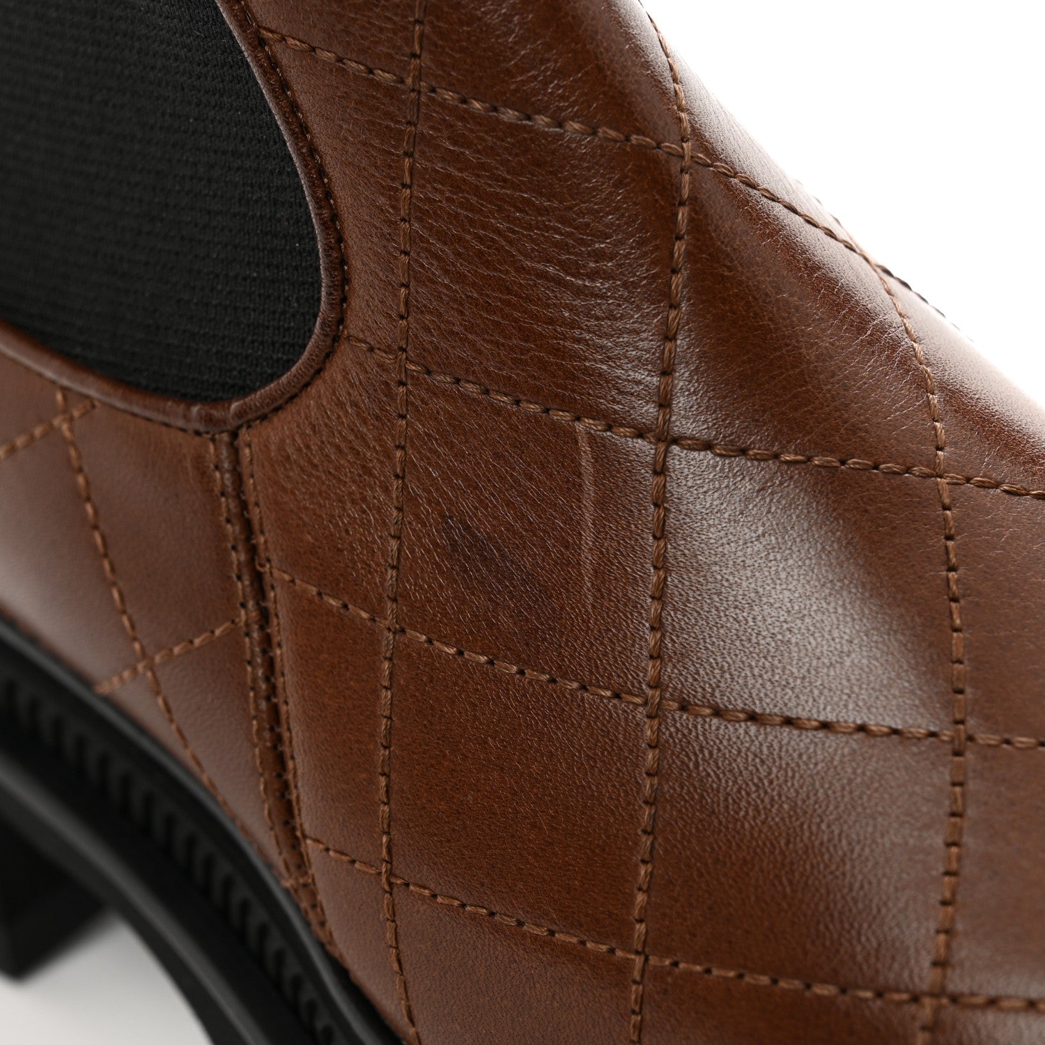 Chanel Calfskin Patent Cap Toe Quilted Short Boots 39 Brown Black 10 of 10