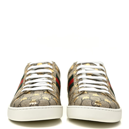 Gucci GG Supreme Monogram Bees Web Womens Ace Sneakers 41 Beige Oro Green Red 2 of 9