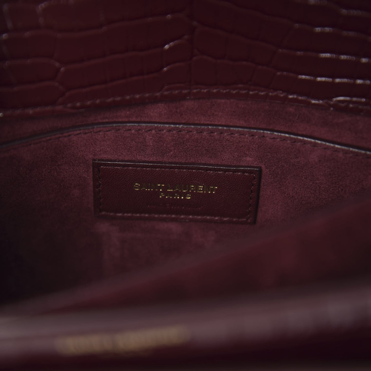 Calfskin Crocodile Embossed Medium Monogram Sunset Rouge Legion