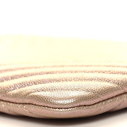 Chanel Iridescent Caviar Chevron Quilted Medium Cosmetic Case Light Gold 10 of 11