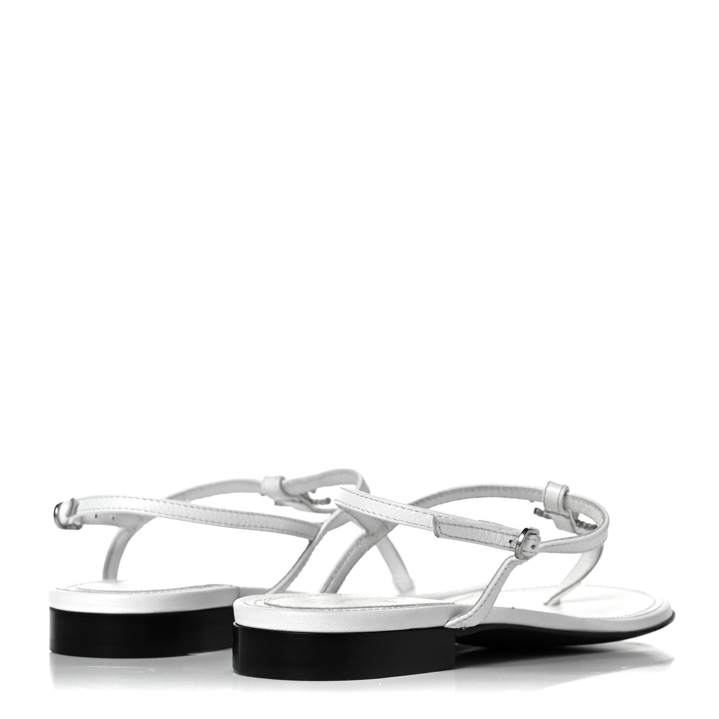 Lambskin Rope CC Thong Sandals 35 White