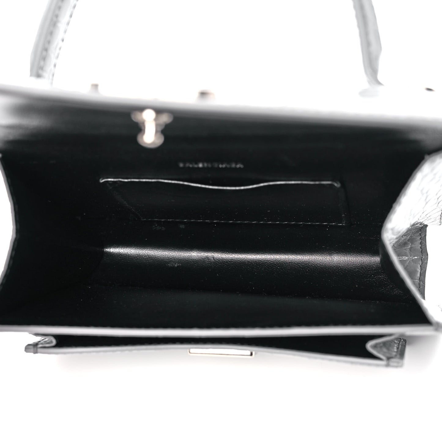 Shiny Calfskin Crocodile Embossed XS Sharp Top Handle Bag Balenciaga Grey