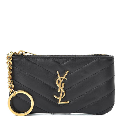 Saint Laurent Calfskin Matelasse Monogram Key Pouch Black 1 of 8