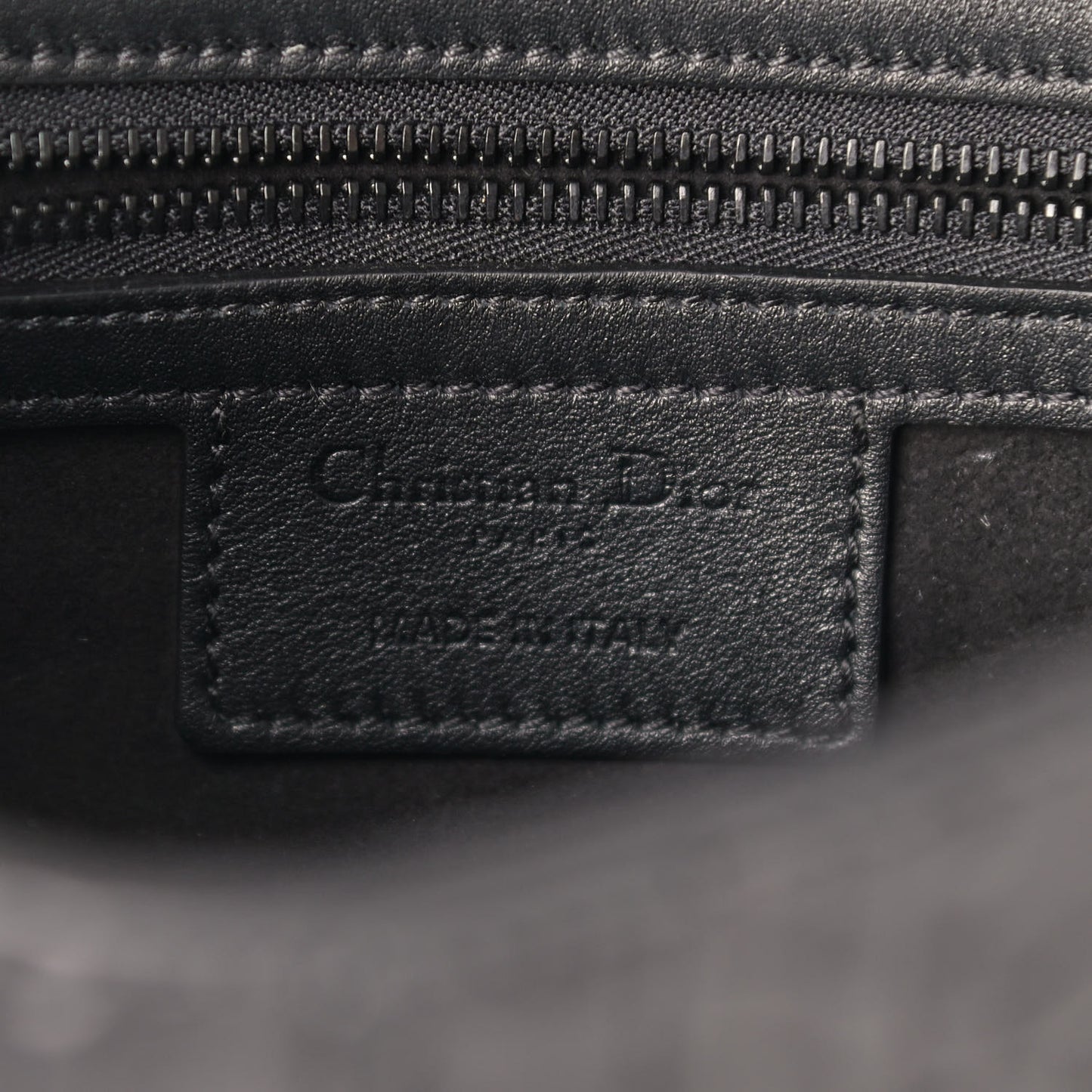 Calfskin Embossed Oblique Saddle Bag Black