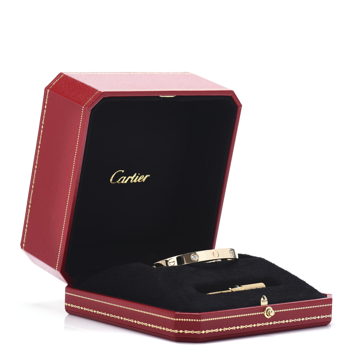 18K Yellow Gold 4 Diamond LOVE Bracelet 16