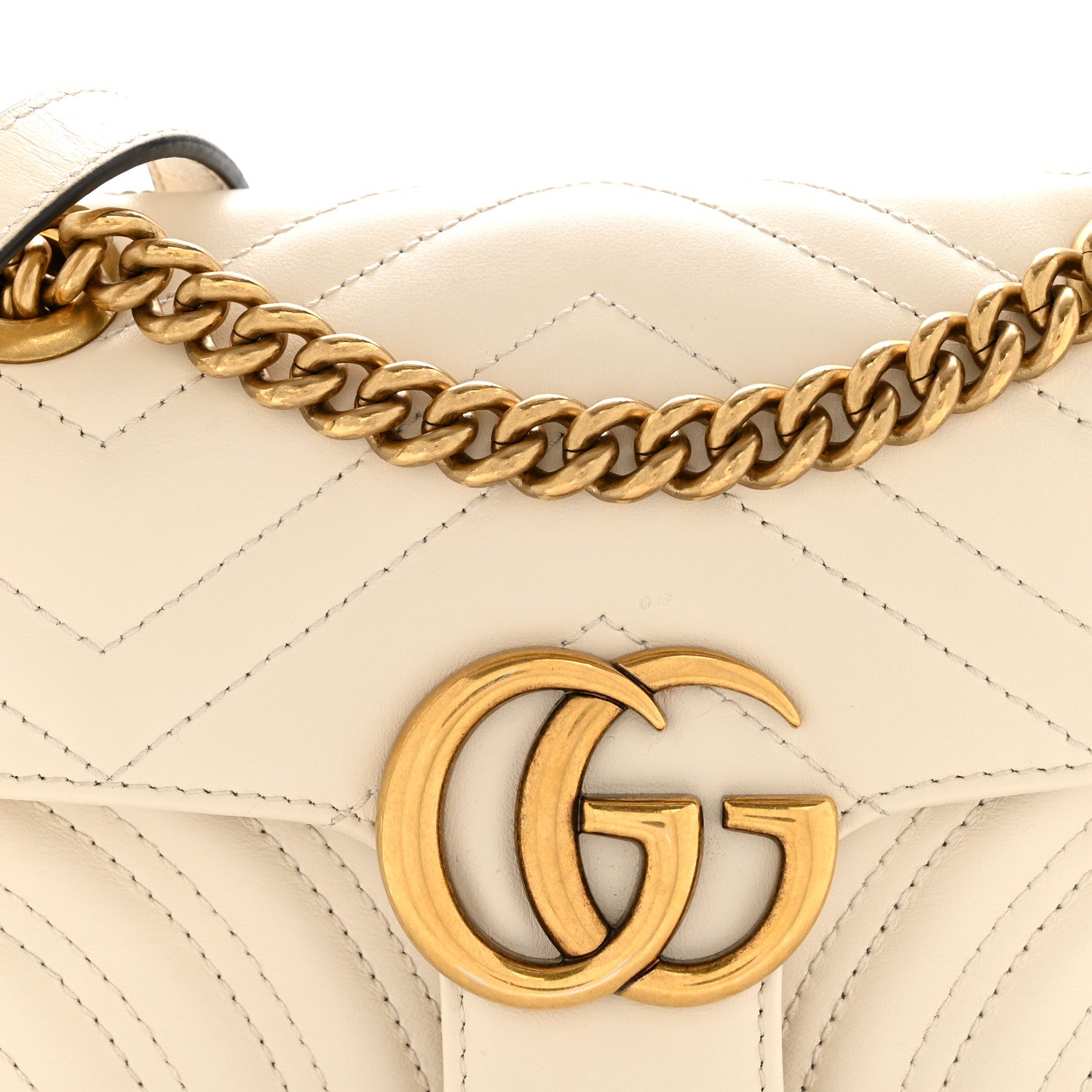 Gucci Calfskin Matelasse Mini GG Marmont Shoulder Bag White 8 of 11