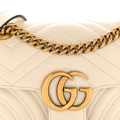 Gucci Calfskin Matelasse Mini GG Marmont Shoulder Bag White 8 of 11