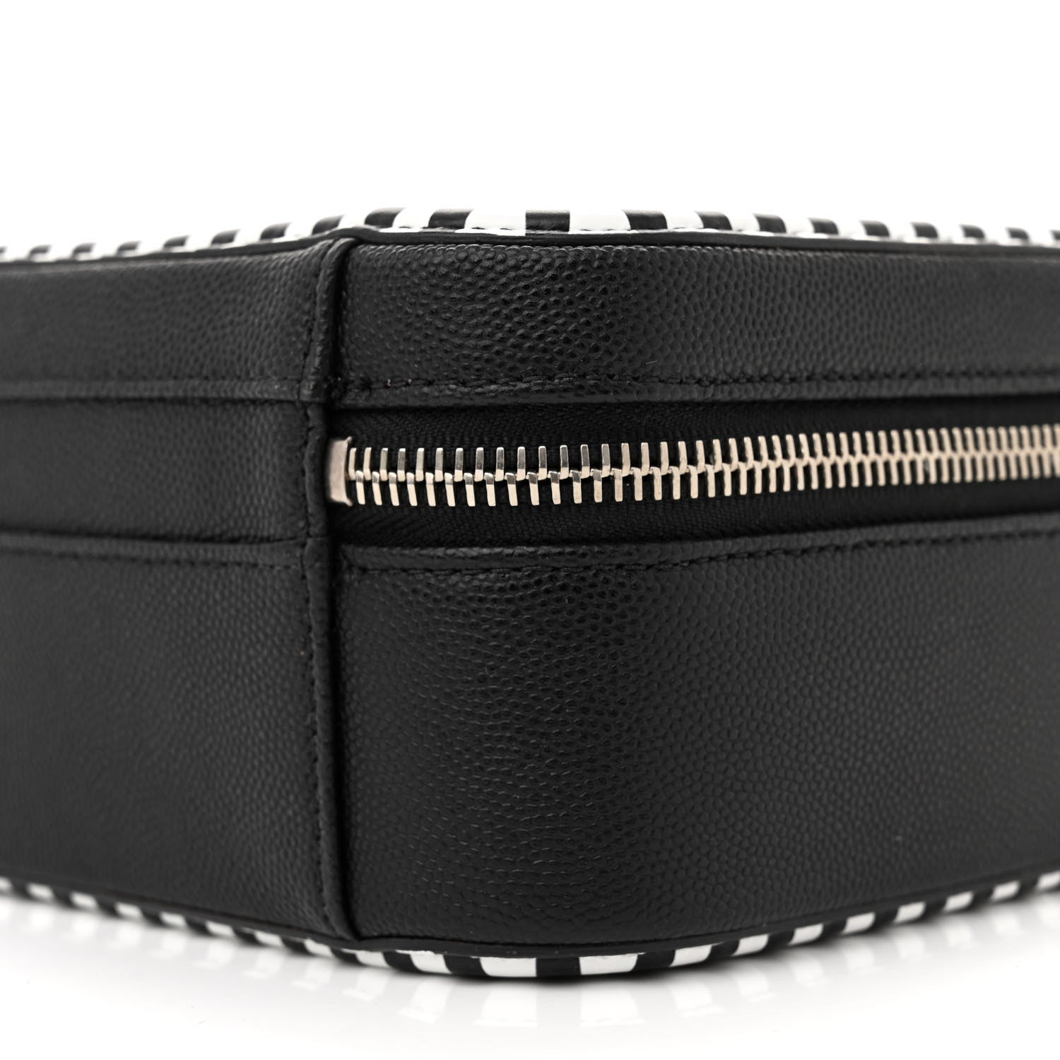 Chanel Caviar Quilted Striped Medium CC Filigree Vanity Case Black White 10 of 10