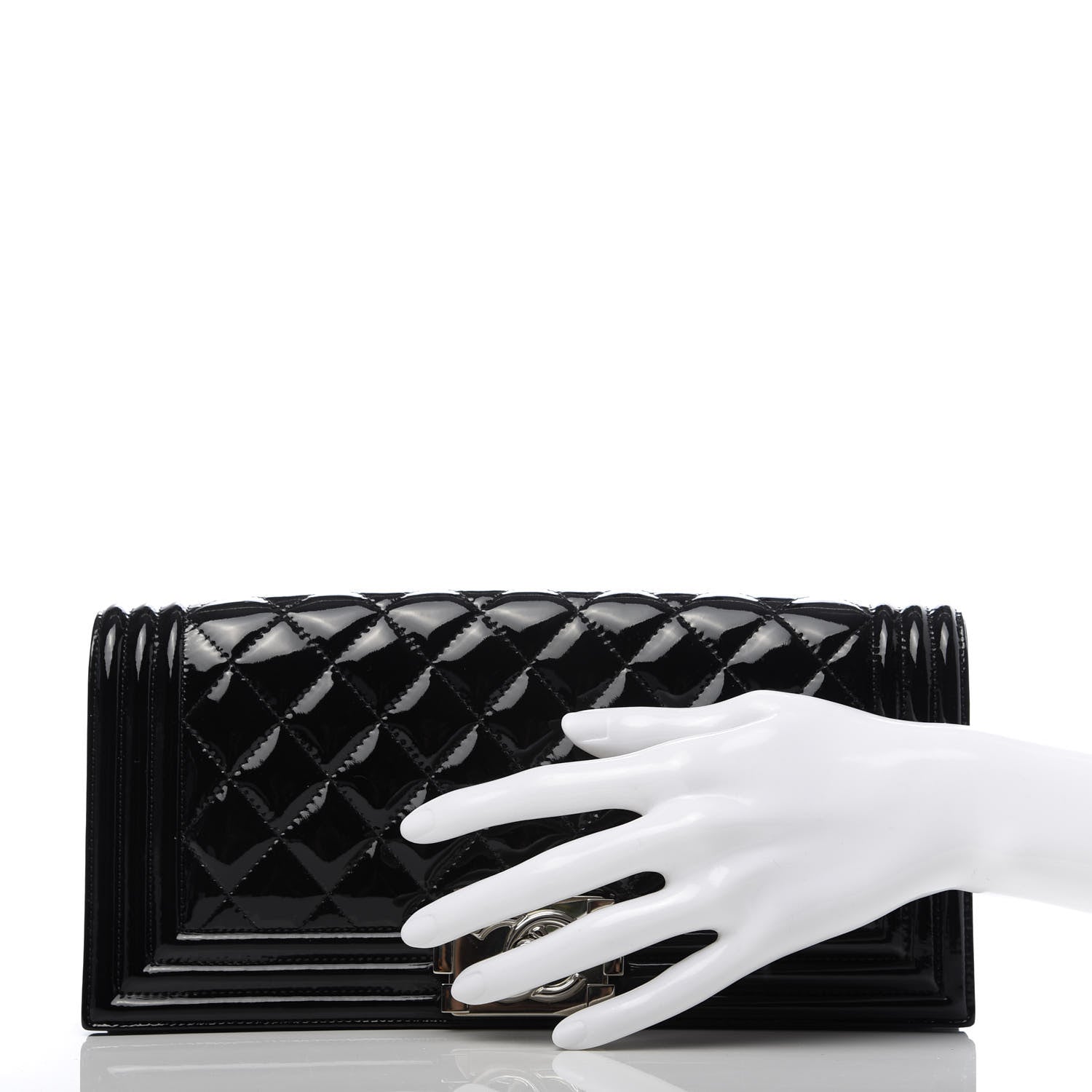 Chanel Patent Quilted Boy Flap Clutch Black 2 of 10