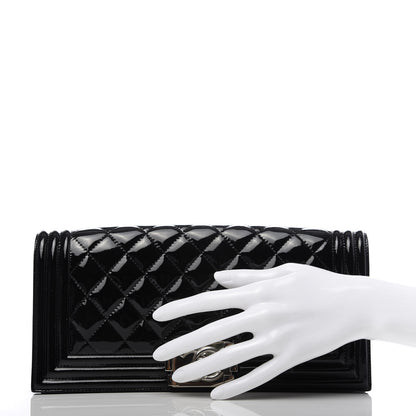 Chanel Patent Quilted Boy Flap Clutch Black 2 of 10