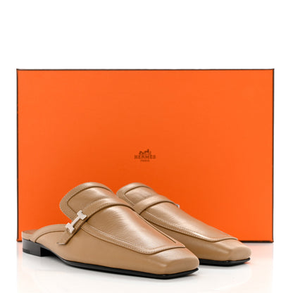 Hermes Goatskin Groupie Mules 36 Beige Argile 9 of 9