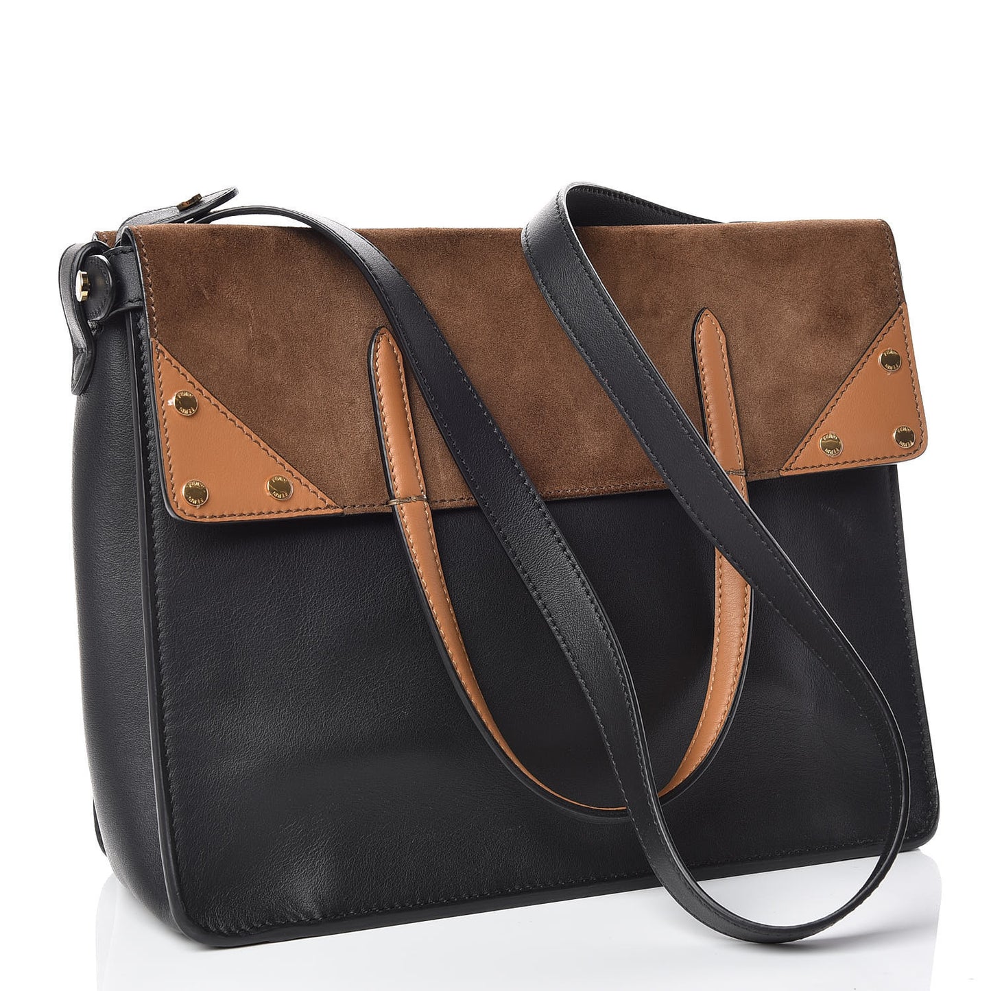 Vitello Grace Suede Flip Tote Black Nocciola Marrone