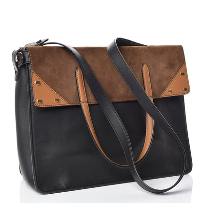 Fendi Vitello Grace Suede Flip Tote Black Nocciola Marrone 5 of 18