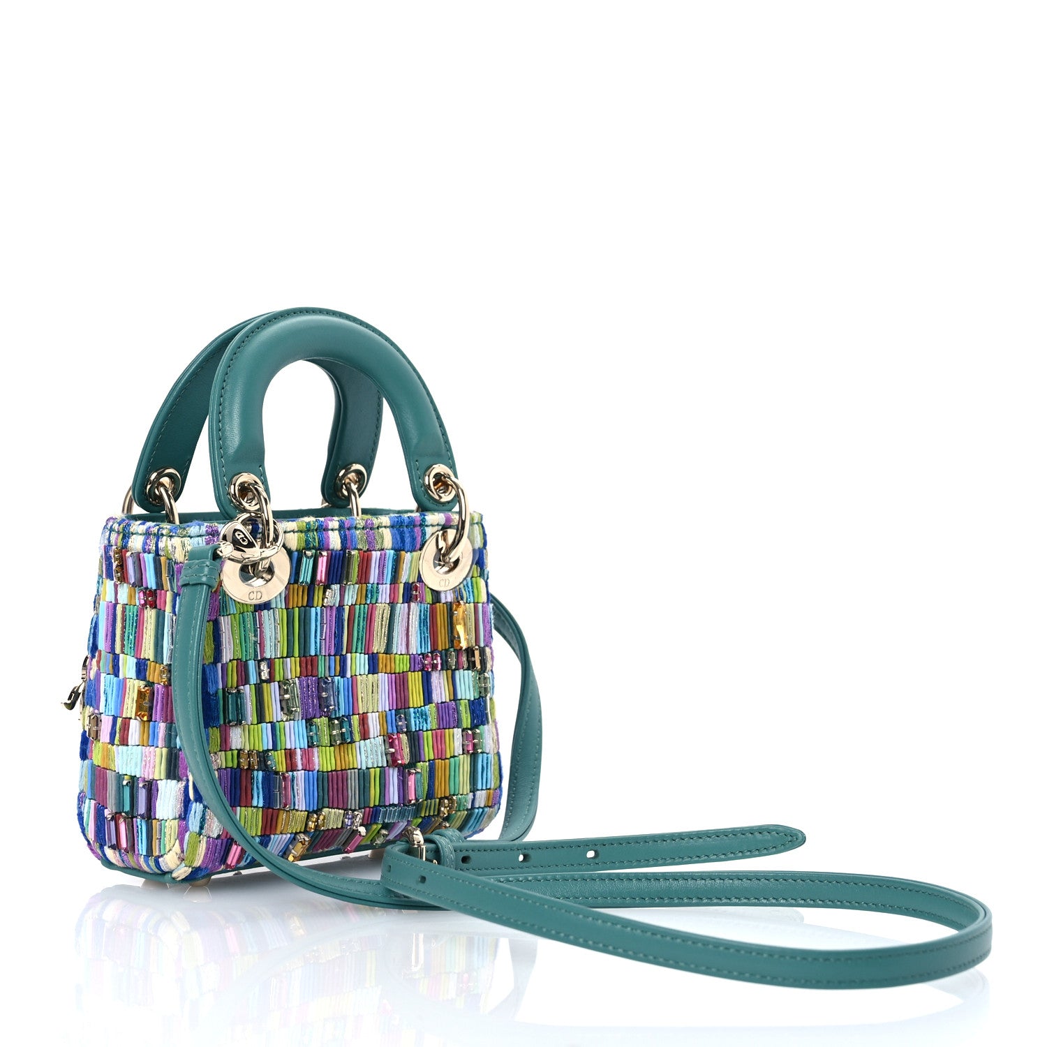 Christian Dior X MINJUNG KIM Lambskin Embroidered Crystal Micro Lady Dior Art Multicolor 3 of 11