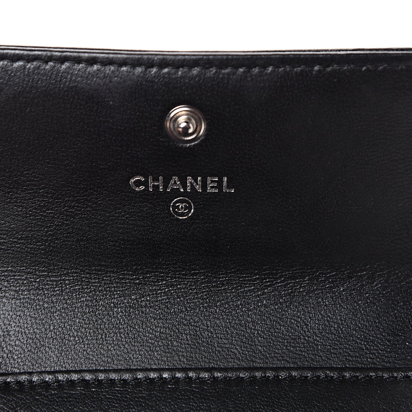 Lambskin Quilted Compact Boy Wallet Black