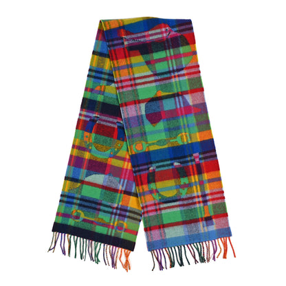 Hermes Cashmere HER-MES Tartan Muffler Multicolor Jaune Vif 2 of 3