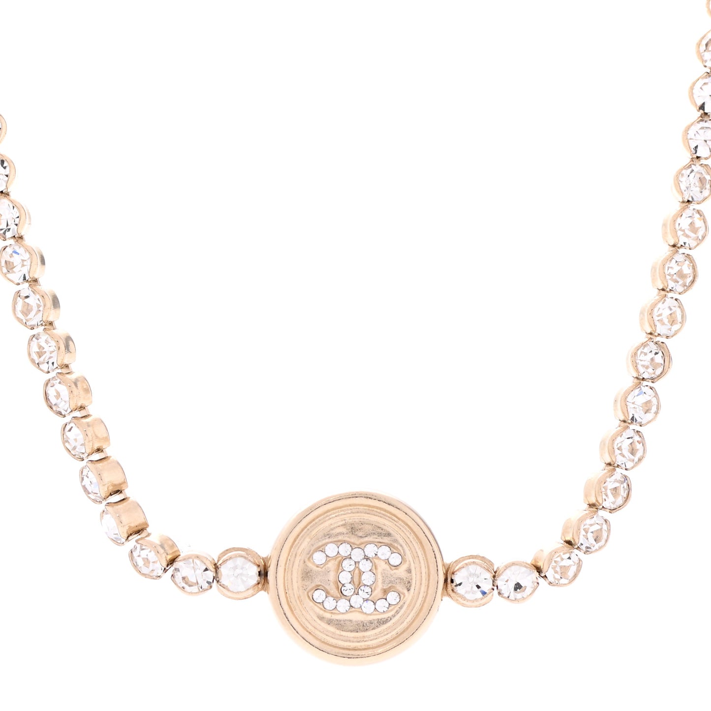 Crystal CC Chain Short Necklace Gold