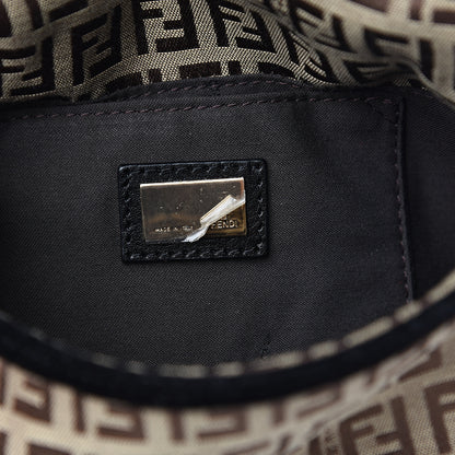 Fendi Zucchino Velvet Vitello Mini Mama Tube Bag Mogano Panna Black 5 of 9