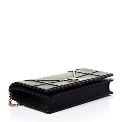 Christian Dior Grained Calfskin Diorama Wallet on Chain Pouch Black 4 of 11