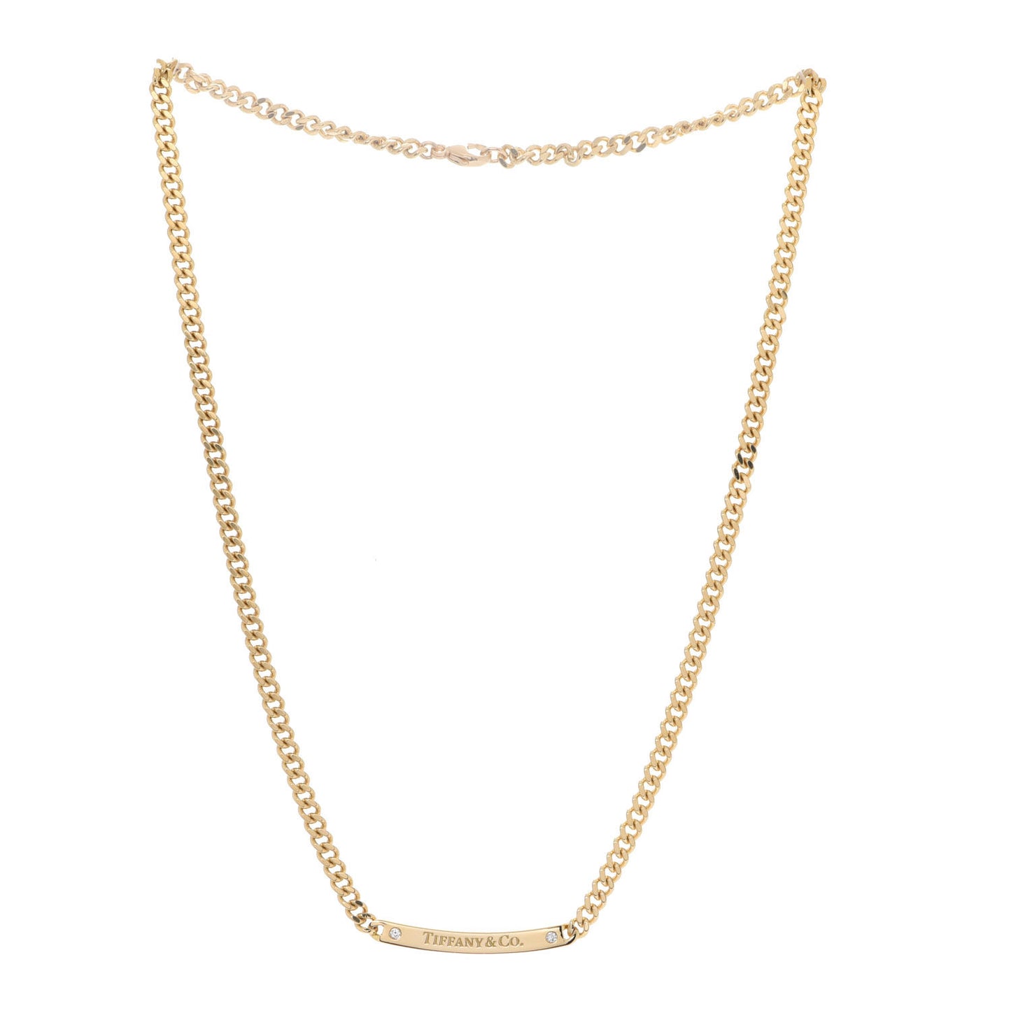 18K Yellow Gold Diamond Metro Link ID Chain Necklace