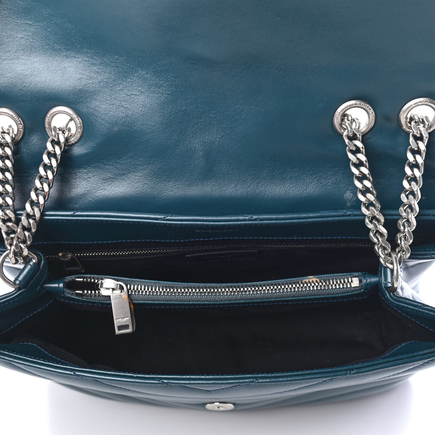 Calfskin Y Quilted Monogram Medium Loulou Chain Satchel Dark Turquoise
