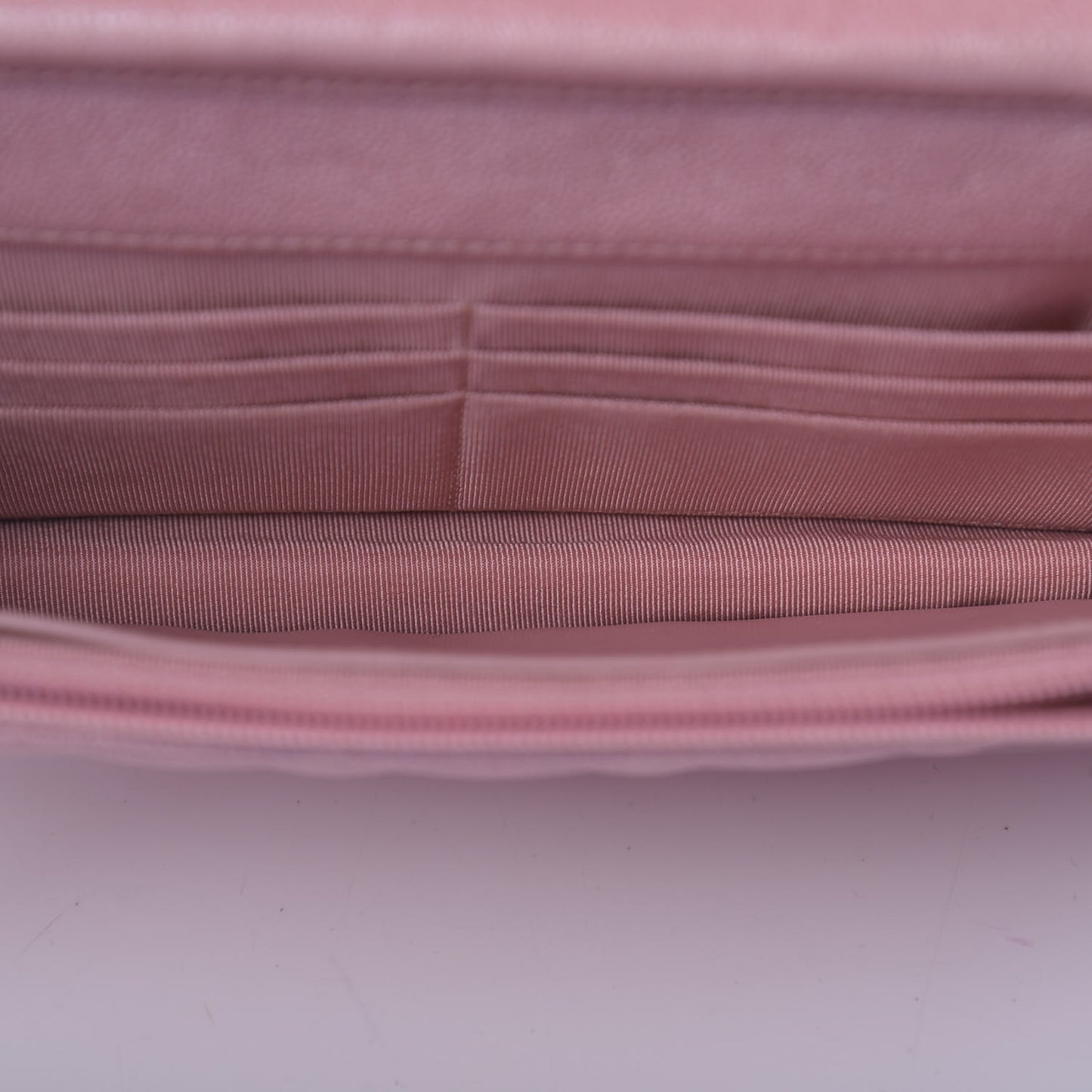 Iridescent Caviar Quilted Wallet on Chain WOC Rose Pink